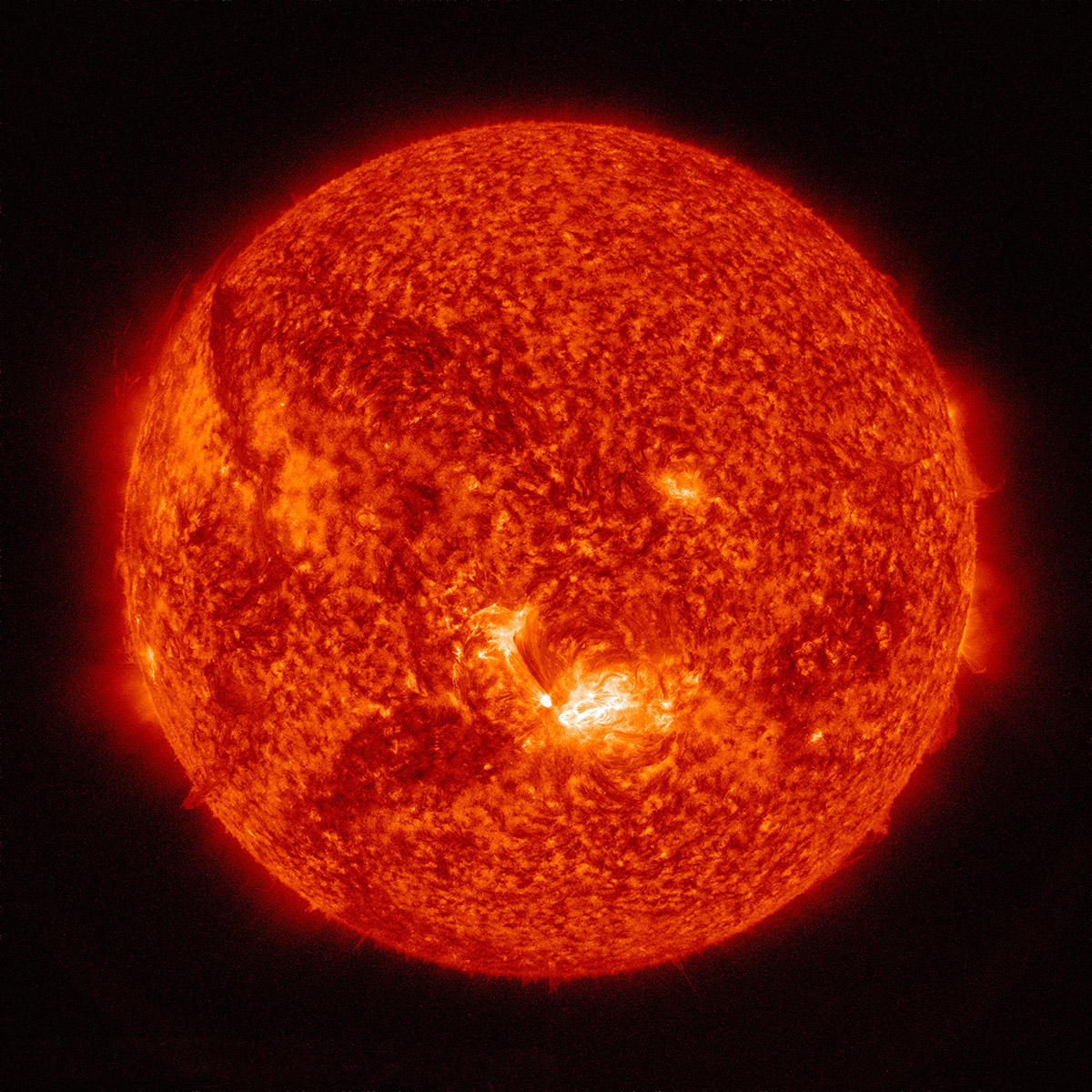 Вспышка на Солнце. Фотография NASA.