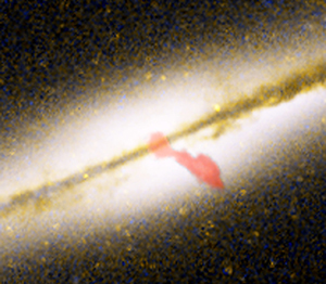 Составное изображение 2003 года галактики LO95 0313-192 и вырывающихся струй газа из центра. Credit: NASA/ESA, NRAO/AUI/NSF and W. Keel
